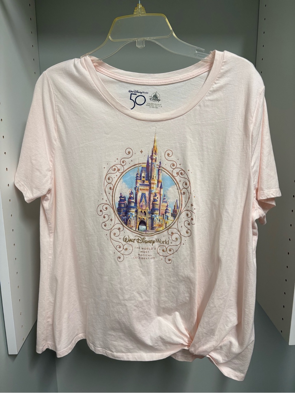 Disney Parks Walt Disney World 50 Anniversary Cinderella Castle T-Shirt Size XL
